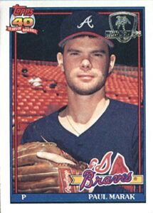 1991 topps desert shield #753 paul marak atlanta braves baseball card