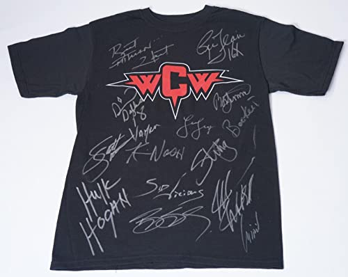 Hulk Hogan Ric Flair Sting Vader Sid +10 Signed WCW Champions Shirt PSA/DNA WWE - Autographed Wrestling Miscellaneous Items