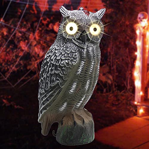 YOFIT Solar Bird Scarecrow Fake Horned Owl Decoy, Bird Repellent Garden Protectors, Natural Enemy Pest Deterrent Scarecrow