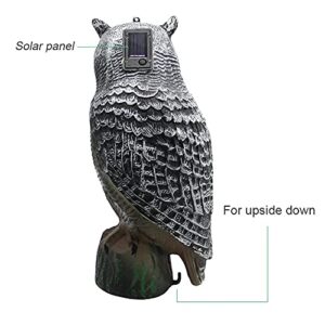 YOFIT Solar Bird Scarecrow Fake Horned Owl Decoy, Bird Repellent Garden Protectors, Natural Enemy Pest Deterrent Scarecrow