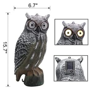 YOFIT Solar Bird Scarecrow Fake Horned Owl Decoy, Bird Repellent Garden Protectors, Natural Enemy Pest Deterrent Scarecrow