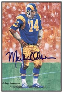 merlin olsen signed goal line art card glac autographed rams psa/dna