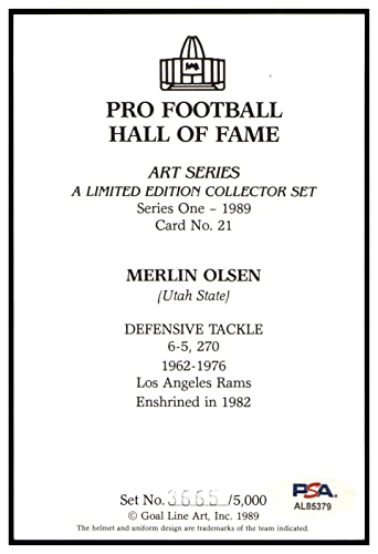 Merlin Olsen Signed Goal Line Art Card GLAC Autographed Rams PSA/DNA