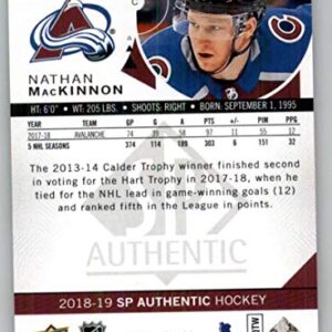 2018-19 SP Authentic Hockey #85 Nathan MacKinnon Colorado Avalanche Official NHL Trading Card From Upper Deck (UD)