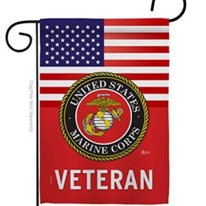 US Marine Corps Veteran Garden Flag - Armed Forces USMC Semper Fi United State American Military Retire Official - House Decoration Banner Small Yard Gift Double-Sided Made in USA 13 X 18.5