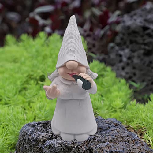 MINICAR Funny Female Gnome Statue for Outdoor Garden Yard Decoration Home Office Lady Knome Figurine Decor, Novelty Unique Paintable Gnome Gift for Women