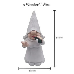 MINICAR Funny Female Gnome Statue for Outdoor Garden Yard Decoration Home Office Lady Knome Figurine Decor, Novelty Unique Paintable Gnome Gift for Women