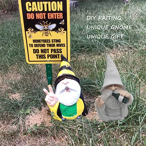 MINICAR Funny Female Gnome Statue for Outdoor Garden Yard Decoration Home Office Lady Knome Figurine Decor, Novelty Unique Paintable Gnome Gift for Women