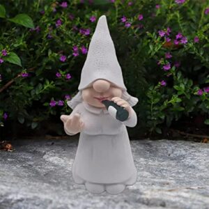 MINICAR Funny Female Gnome Statue for Outdoor Garden Yard Decoration Home Office Lady Knome Figurine Decor, Novelty Unique Paintable Gnome Gift for Women