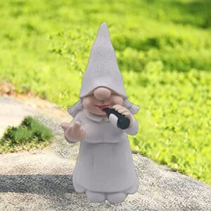 MINICAR Funny Female Gnome Statue for Outdoor Garden Yard Decoration Home Office Lady Knome Figurine Decor, Novelty Unique Paintable Gnome Gift for Women