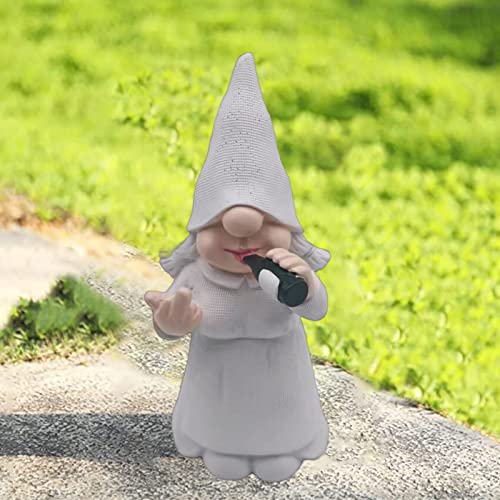 MINICAR Funny Female Gnome Statue for Outdoor Garden Yard Decoration Home Office Lady Knome Figurine Decor, Novelty Unique Paintable Gnome Gift for Women