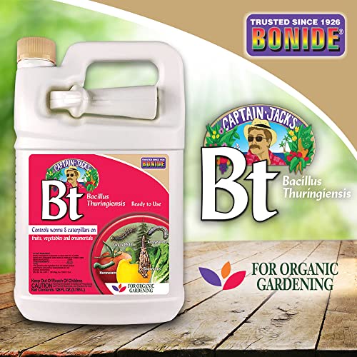 Bonide Captain Jack's Thuricide BT, 128 oz Ready-to-Use with Sprayer, Kills Worms and Caterpillars in Home Garden, For Organic Gardening