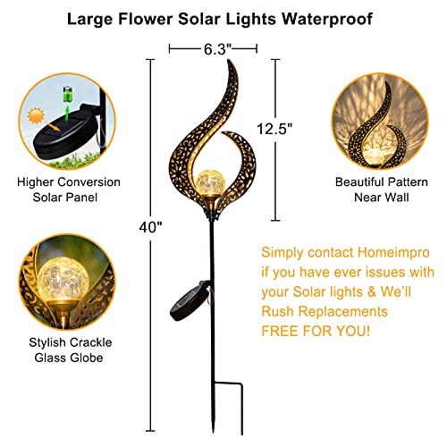 HOMEIMPRO Outdoor Solar Lights Garden Crackle Glass Globe Stake Lights,Waterproof LED Lights for Garden,Lawn,Patio or Courtyard