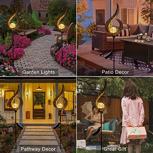 HOMEIMPRO Outdoor Solar Lights Garden Crackle Glass Globe Stake Lights,Waterproof LED Lights for Garden,Lawn,Patio or Courtyard