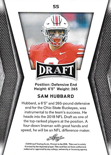 2018 Leaf Draft #55 Sam Hubbard Ohio State Buckeyes Football Card