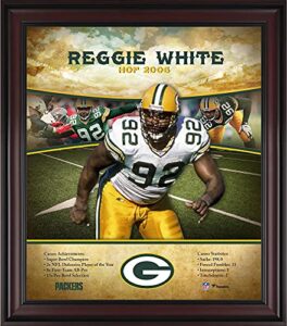 reggie white green bay packers framed 15″ x 17″ hall of fame career profile – nfl player plaques and collages