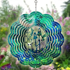 spring song wind spinner 3d stainless steel indoor outdoor 10″ fairy garden garden decoration crafts ornaments kinetic yard art, hanging wind spinners decor gifts