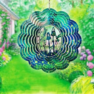 Spring Song Wind Spinner 3D Stainless Steel Indoor Outdoor 10" Fairy Garden Garden Decoration Crafts Ornaments Kinetic Yard Art, Hanging Wind Spinners Decor Gifts