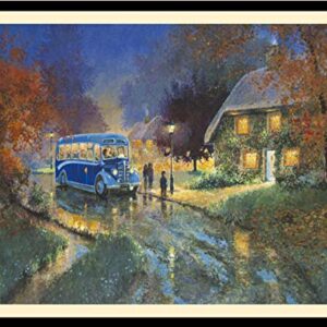 Blue Bus (Nature Landscape Decor Art Framed)