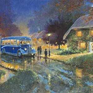 Blue Bus (Nature Landscape Decor Art Framed)