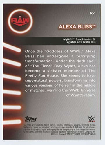 2021 Topps WWE Women's Division Roster #R-1 Alexa Bliss Official World Wrestling Entertainment Trading Card in Raw (NM or Better) Condition