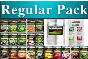 20 vegetable & fruit seeds for planting your outdoor & indoor home seed garden, survival gear kit includes 2900 seeds, a growing guide & mylar package gardening heirloom non-gmo veggie seed b&km farm