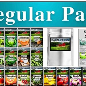 20 Vegetable & Fruit Seeds for Planting Your Outdoor & Indoor Home Seed Garden, Survival Gear Kit Includes 2900 Seeds, A Growing Guide & Mylar Package Gardening Heirloom Non-GMO Veggie Seed B&KM Farm