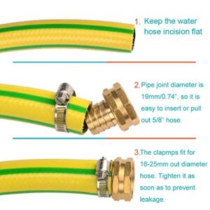 3Sets Brass 3/4" Garden Heavy Duty Hose Mender Repair End Replacement Male Female Connector with Stainless Clamp