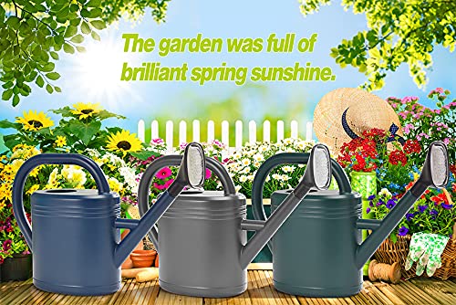 Watering Can 1 Gallon for Indoor Plants, Garden Watering Cans Outdoor Plant House Flower, Gallon Watering Can Large Long Spout with Sprinkler Head (Blue)