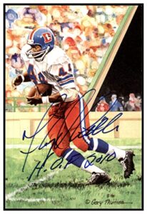 floyd little signed goal line art glac autographed w/hof broncos psa/dna