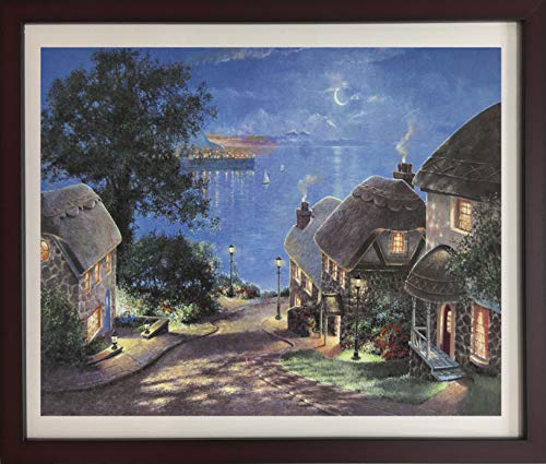 Village by the Sea (Nature Landscape Decor Art Framed)