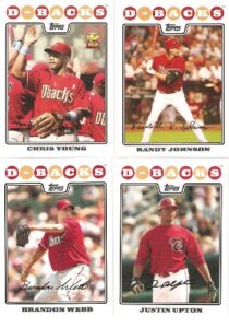 2008 topps arizona diamondbacks complete team set ( 19 – baseball cards from both series 1 & 2) includes brandon webb, justin upton, randy johnson and more !
