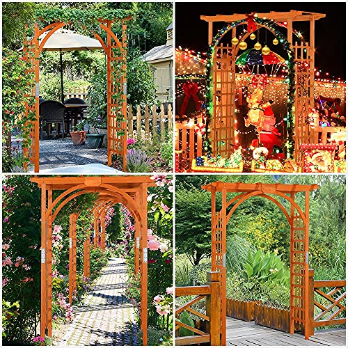 Yaheetech Wedding Arches 7FT Wood Backdrop Stand Wooden Garden Trellis Arbor Climbing Arbor Arch for Ceremony Planting Garden Patio Greenhouse Bridal Party Decoration Decor