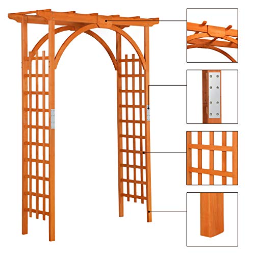 Yaheetech Wedding Arches 7FT Wood Backdrop Stand Wooden Garden Trellis Arbor Climbing Arbor Arch for Ceremony Planting Garden Patio Greenhouse Bridal Party Decoration Decor