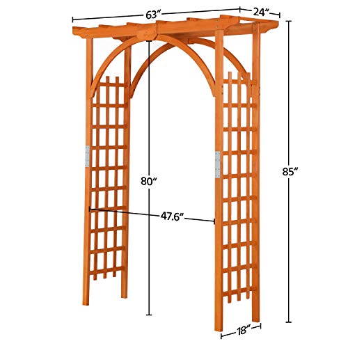 Yaheetech Wedding Arches 7FT Wood Backdrop Stand Wooden Garden Trellis Arbor Climbing Arbor Arch for Ceremony Planting Garden Patio Greenhouse Bridal Party Decoration Decor