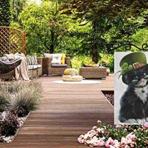 AOYEGO St Patricks Cat Garden Yard Flag 12.5"x 18" Double Sided Polyester Leprechaun House Flag Banners for Patio Lawn Outdoor Home Decor