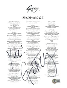 g-eazy signed autographed me, myself, & i lyric sheet 8.5×11 rapper beckett coa