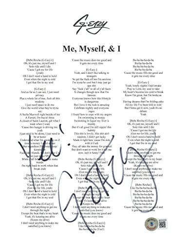 G-Eazy Signed Autographed Me, Myself, & I Lyric Sheet 8.5x11 Rapper Beckett COA