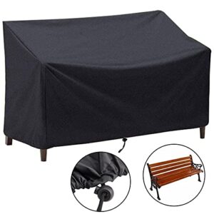 outdoor bench cover waterproof for 2-seater outside garden park patio loveseat furniture bench covers 53l x 26w x 35h inch (black)