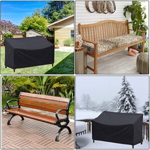 Outdoor Bench Cover Waterproof for 2-Seater Outside Garden Park Patio Loveseat Furniture Bench Covers 53L x 26W x 35H inch (Black)