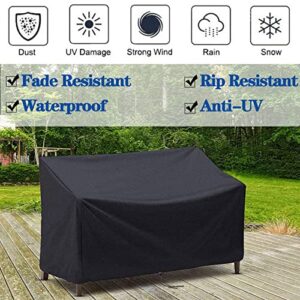 Outdoor Bench Cover Waterproof for 2-Seater Outside Garden Park Patio Loveseat Furniture Bench Covers 53L x 26W x 35H inch (Black)