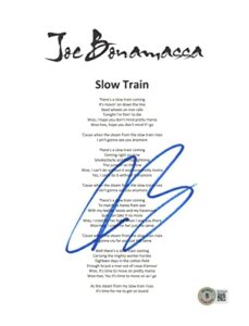 joe bonamassa signed autographed slow train song lyric 8.5×11 sheet beckett coa