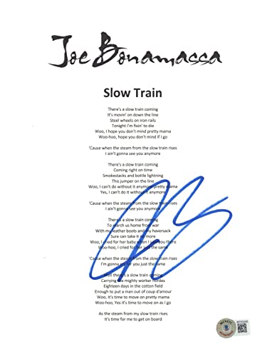 Joe Bonamassa Signed Autographed Slow Train Song Lyric 8.5x11 Sheet Beckett COA