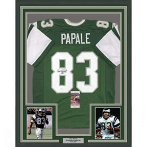 framed autographed/signed vince papale 33×42 philadelphia green football jersey jsa coa