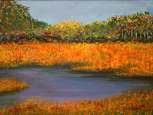 Autumn Marsh by Marcella Hirschy of the Miramontes, Original Acrylic on Linen, 18" x 24"