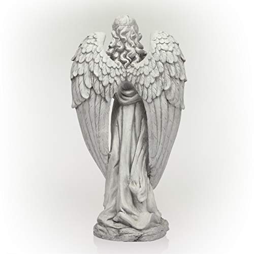 Alpine Corporation QFC104 Angel Statue Outdoor Garden, Patio, Deck, Porch-Yard Art Decoration, 31-Inch Tall, White