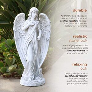 Alpine Corporation QFC104 Angel Statue Outdoor Garden, Patio, Deck, Porch-Yard Art Decoration, 31-Inch Tall, White