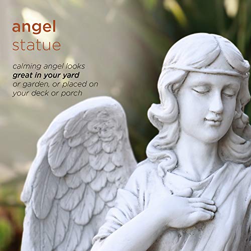 Alpine Corporation QFC104 Angel Statue Outdoor Garden, Patio, Deck, Porch-Yard Art Decoration, 31-Inch Tall, White