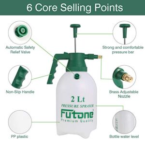 Futone 0.5 Gallon Hand Held Garden Sprayer Water Pump Pressure Sprayers for Lawn and Garden - (2.0L White)