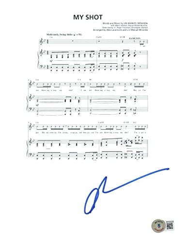 Anthony Ramos Hamilton Signed Autographed My Shot Sheet Music 8.5x11 Beckett COA